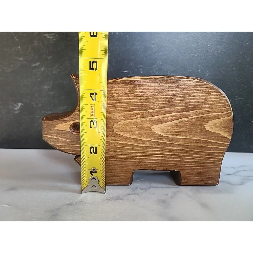 Vintage Wooden Handmade Pig Crayon/Pencil/Pen Holder